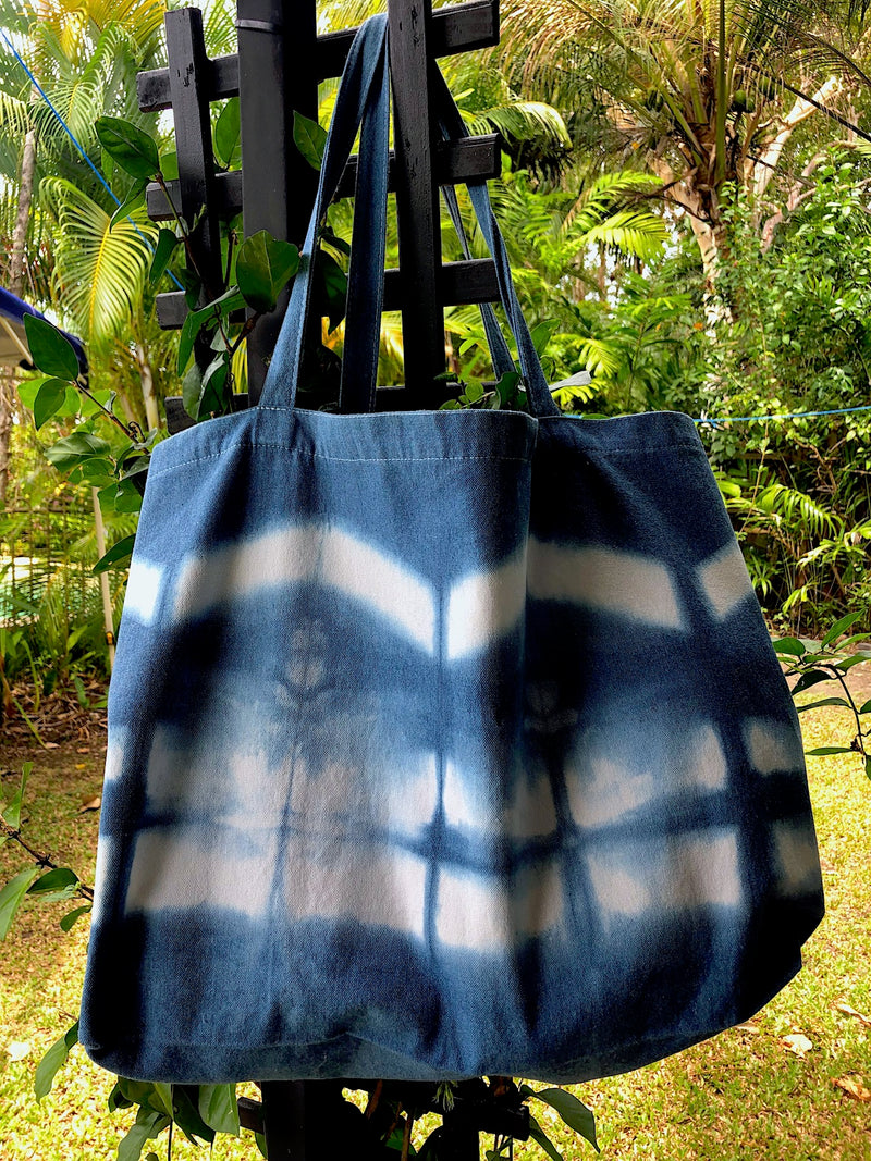 Cotton Canvas Tote Bag - Indigo Dyed