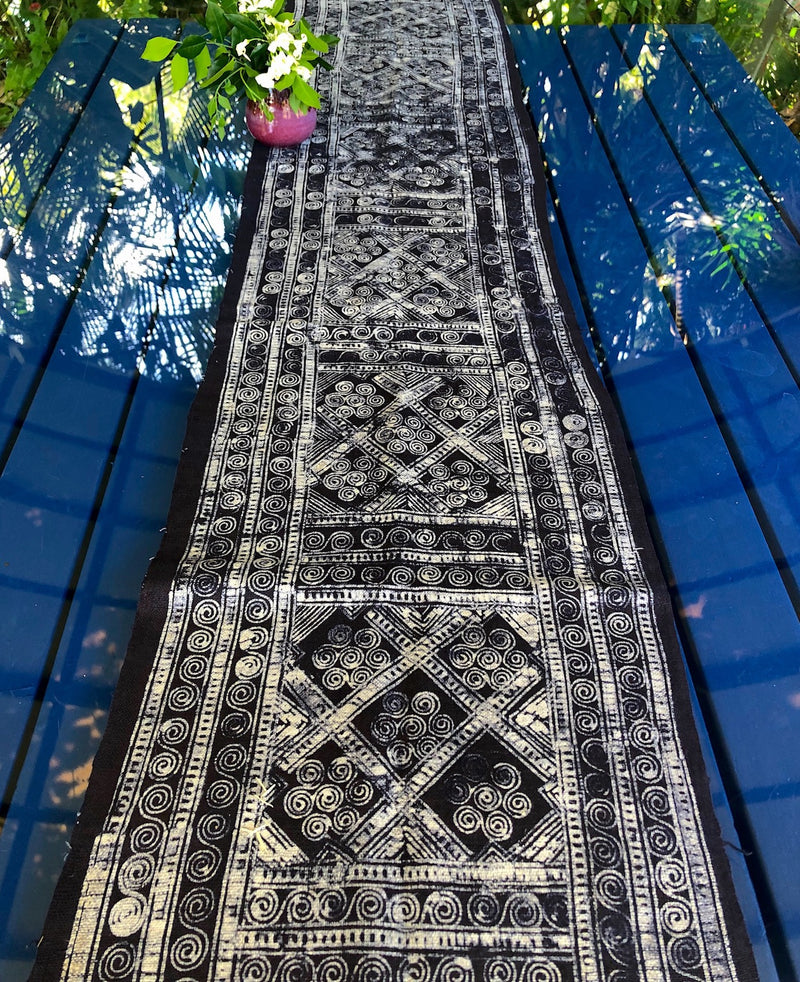 Hmong batik fabric table runner - Indigo dyed