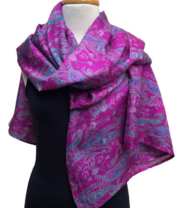 Magenta silk scarf - Pallu Design