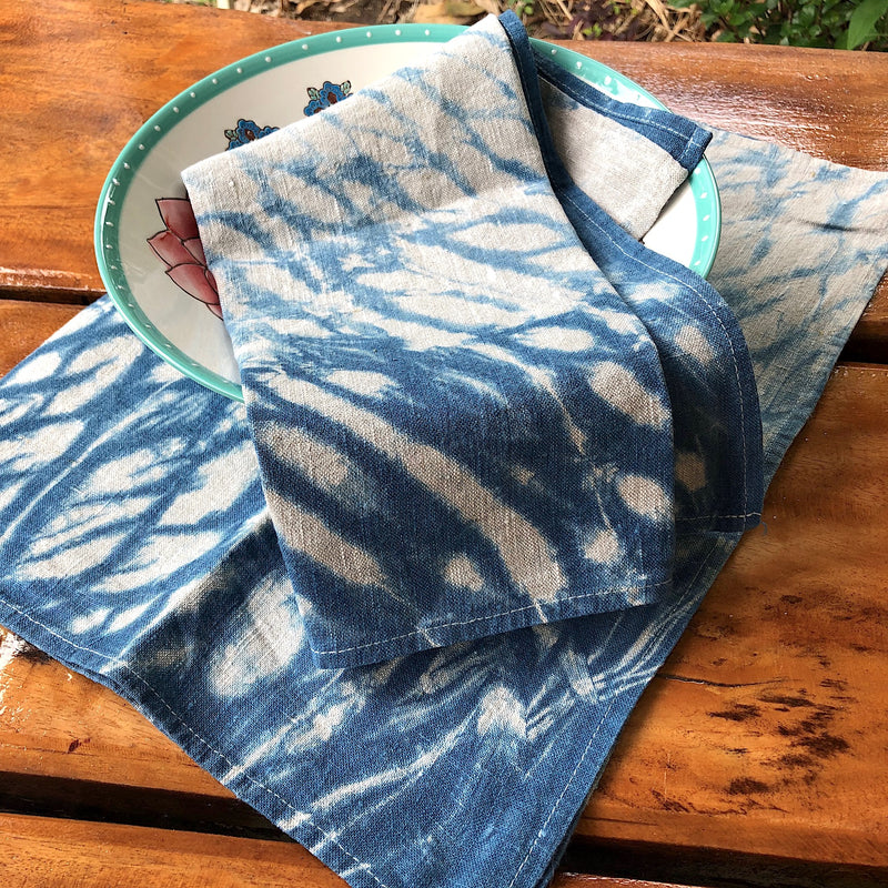 Linen tea towel indigo dyed - Pallu Design