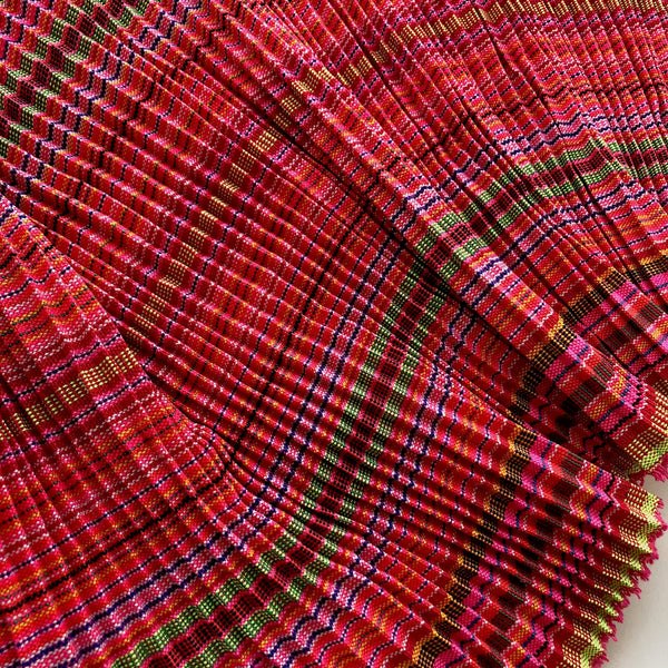 Pleated Hmong Fabric - Cotton Multi Pink 2.4mt