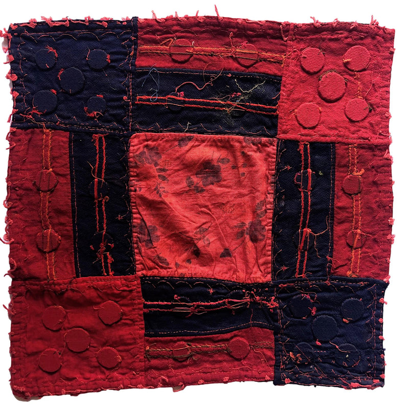 Rabari Square with Mirrors and Appliqué - Red and Indigo