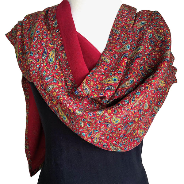 Red silk crepe scarf - Pallu Design