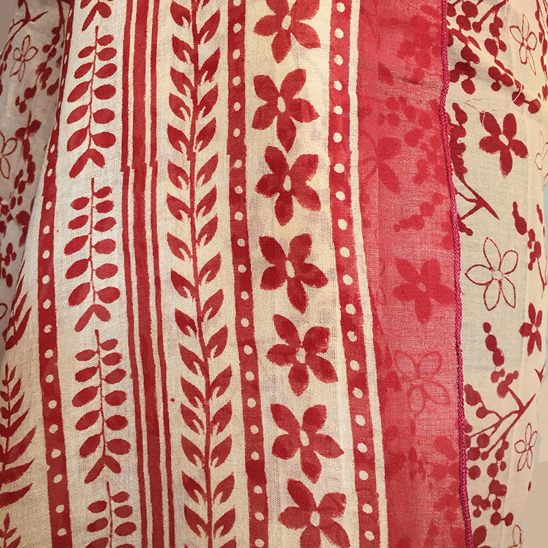 Indian scarf - block printed in Bagru in original design - Pallu Design