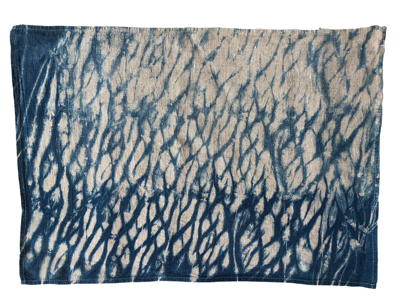 Indigo Shibori Linen Tea Towels - Set of 2: Ocean White or Oatmeal